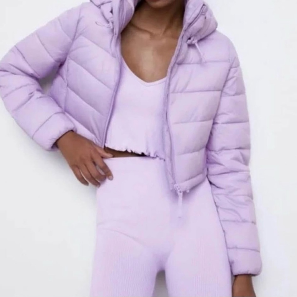 Zara Lilac Puffer Coat Jacket NEW
